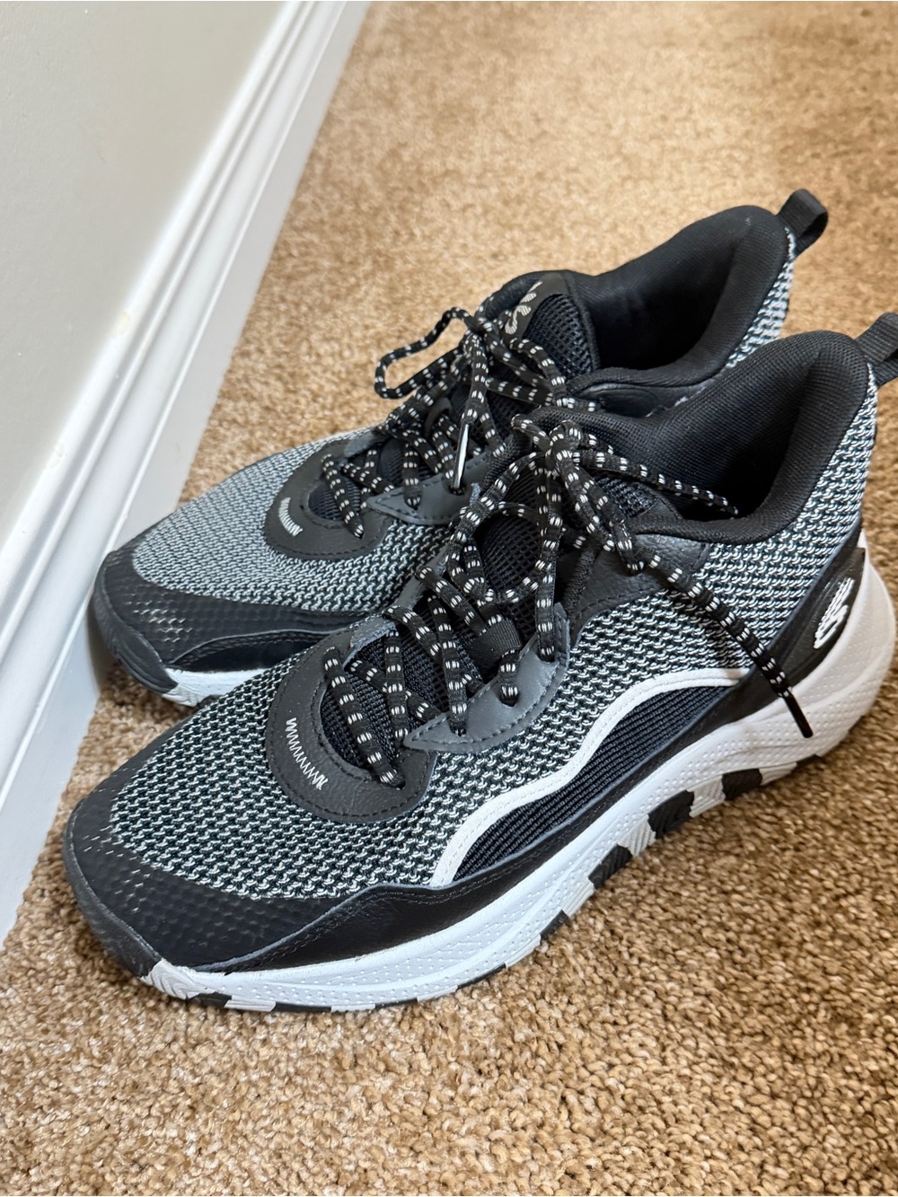 Skechers Men’s Gray and Black Athletic Sneakers — Mesh Running Shoes